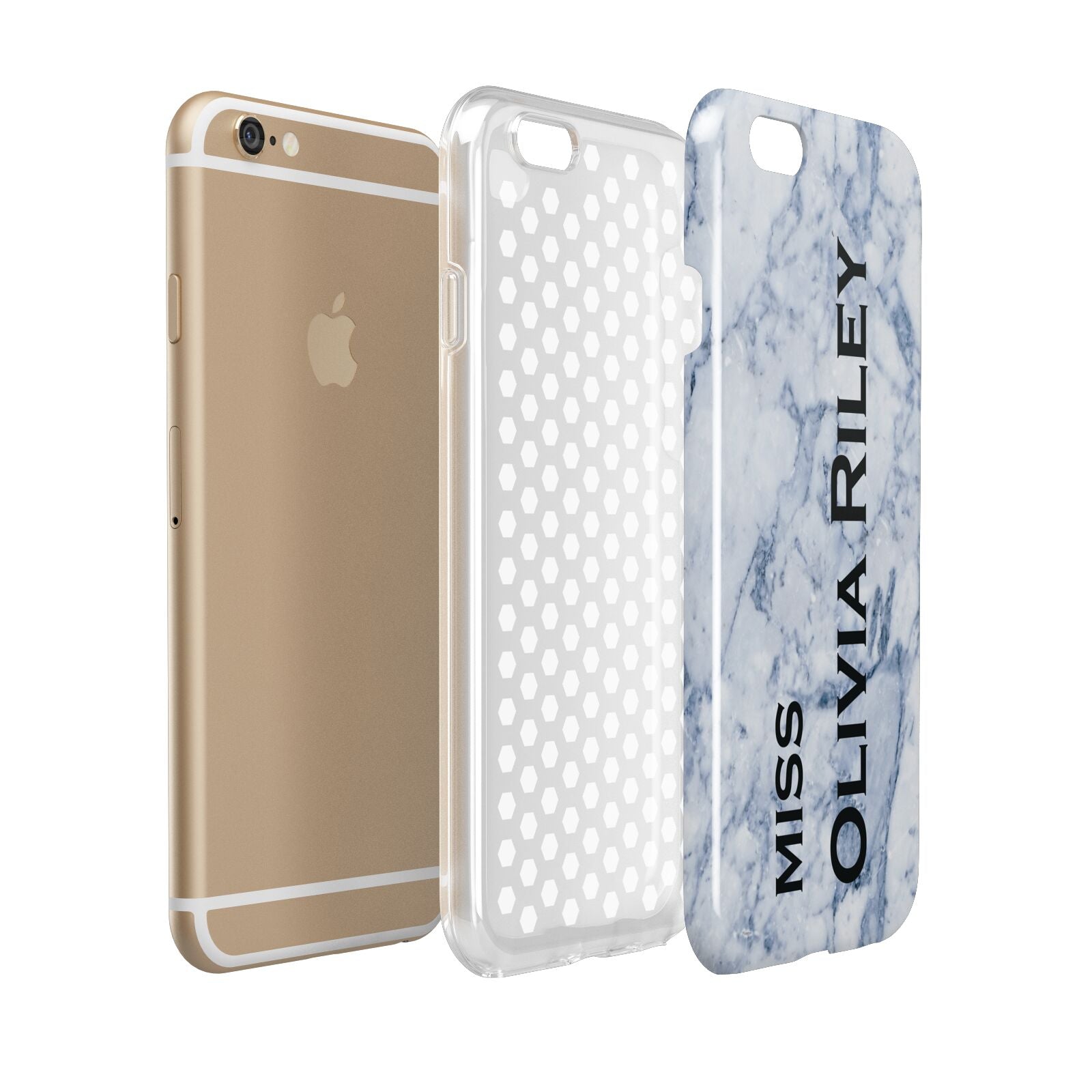 Full Name Grey Marble Apple iPhone 6 3D Tough Case Expanded view