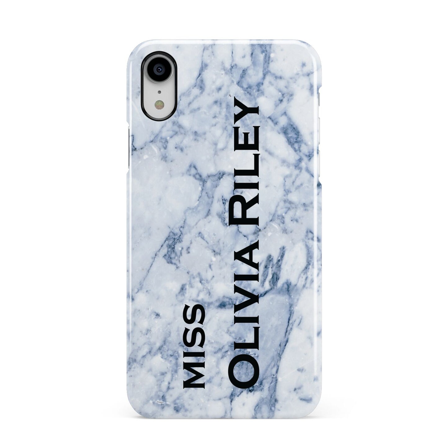 Full Name Grey Marble Apple iPhone XR White 3D Snap Case
