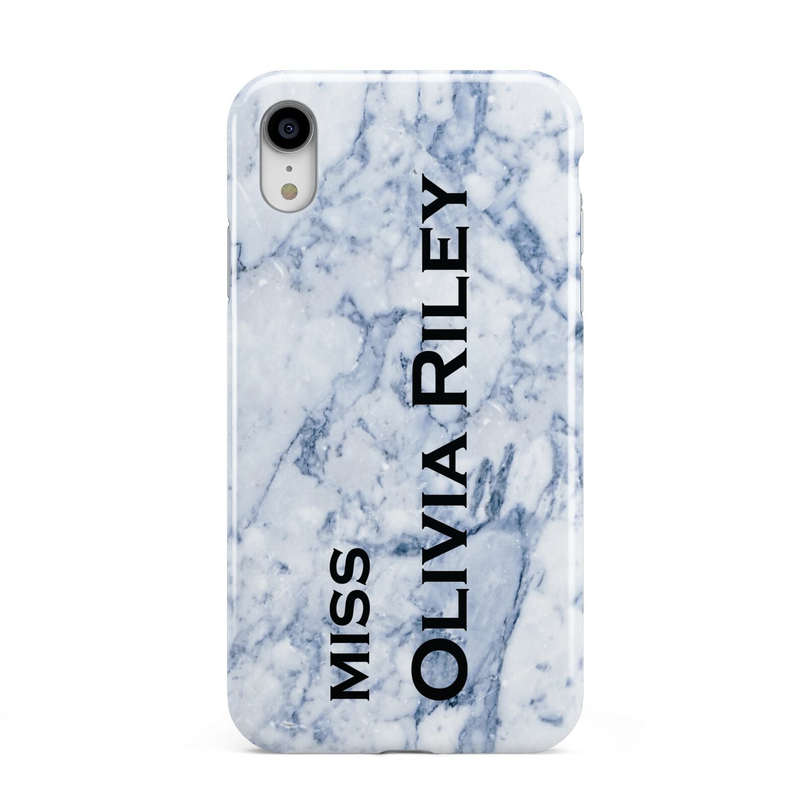 Full Name Grey Marble Apple iPhone XR White 3D Tough Case