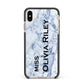 Full Name Grey Marble Apple iPhone Xs Max Impact Case Black Edge on Gold Phone