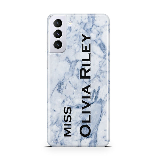 Full Name Grey Marble Samsung S21 Plus Phone Case