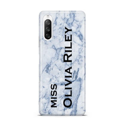 Full Name Grey Marble Sony Xperia 10 III Case
