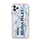 Full Name Grey Marble iPhone 11 Pro Max Impact Pink Edge Case