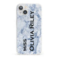 Full Name Grey Marble iPhone 13 Clear Bumper Case