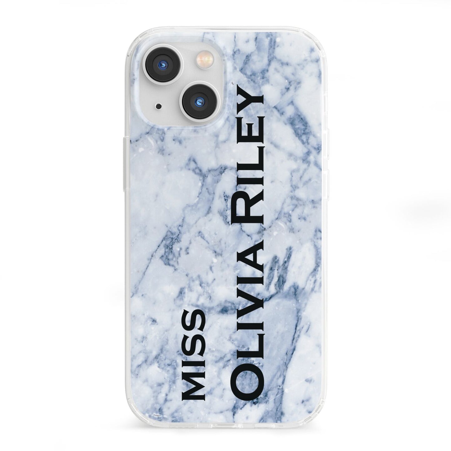 Full Name Grey Marble iPhone 13 Mini Clear Bumper Case