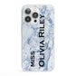 Full Name Grey Marble iPhone 13 Pro Clear Bumper Case