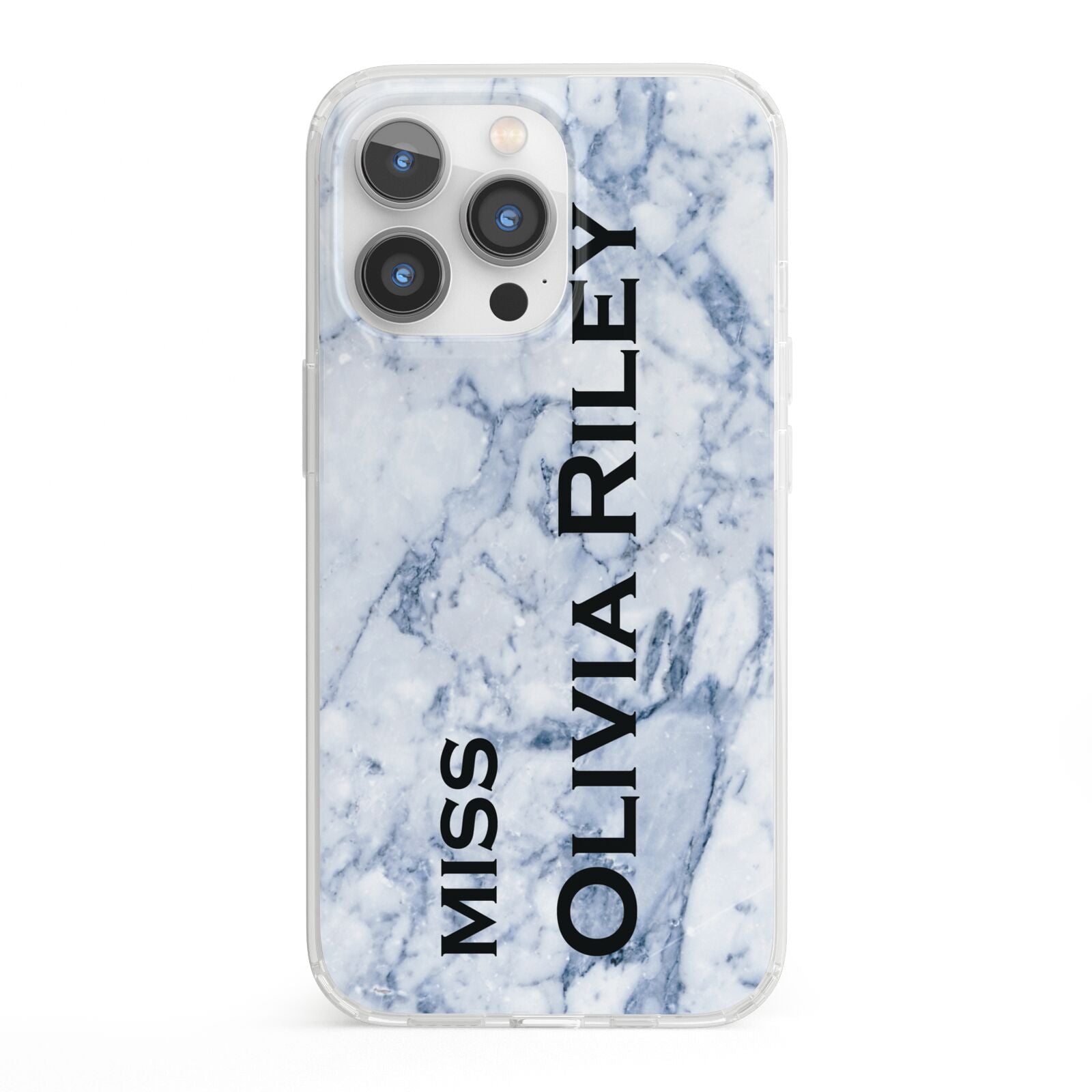 Full Name Grey Marble iPhone 13 Pro Clear Bumper Case