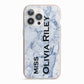 Full Name Grey Marble iPhone 13 Pro TPU Impact Case with Pink Edges