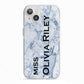 Full Name Grey Marble iPhone 13 TPU Impact Case with White Edges