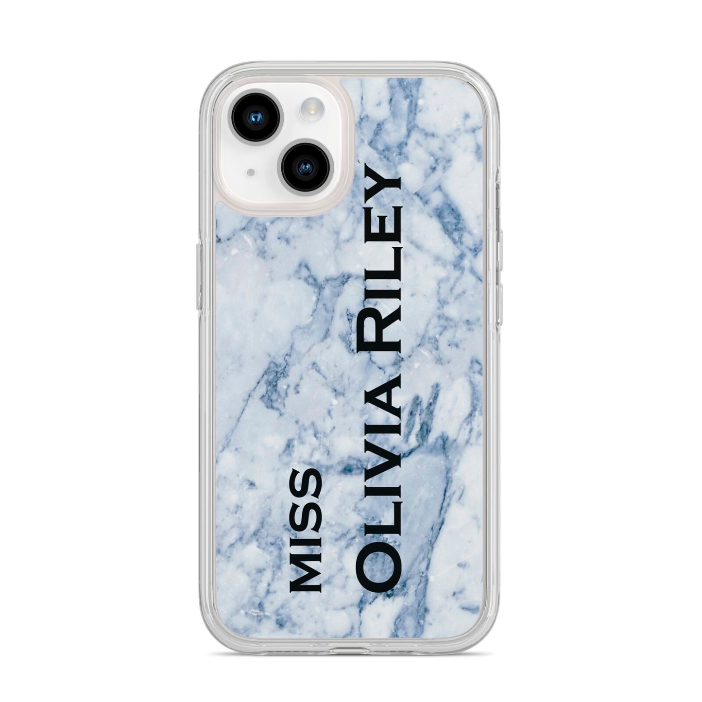 Full Name Grey Marble iPhone 14 Clear Tough Case Starlight