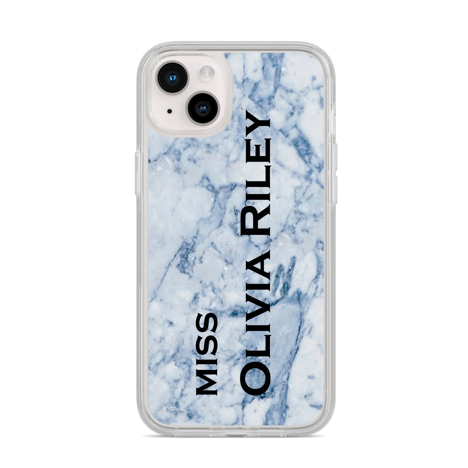 Full Name Grey Marble iPhone 14 Plus Clear Tough Case Starlight