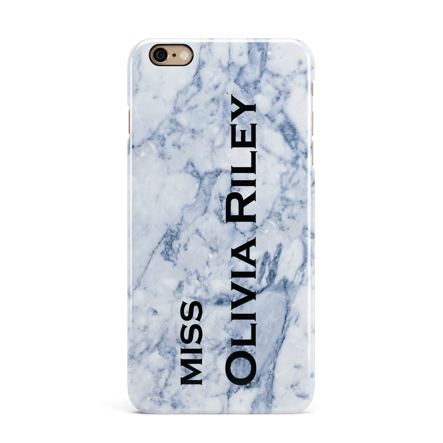 Full Name Grey Marble iPhone 6 Plus 3D Snap Case on Gold Phone