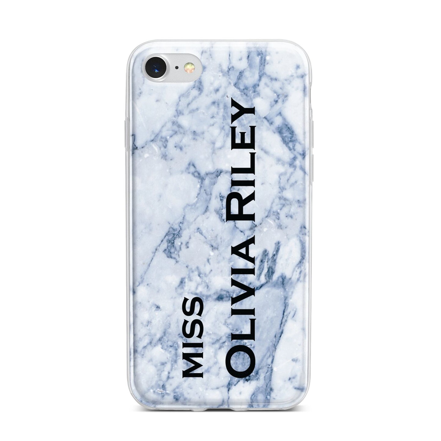 Full Name Grey Marble iPhone 7 Bumper Case on Silver iPhone