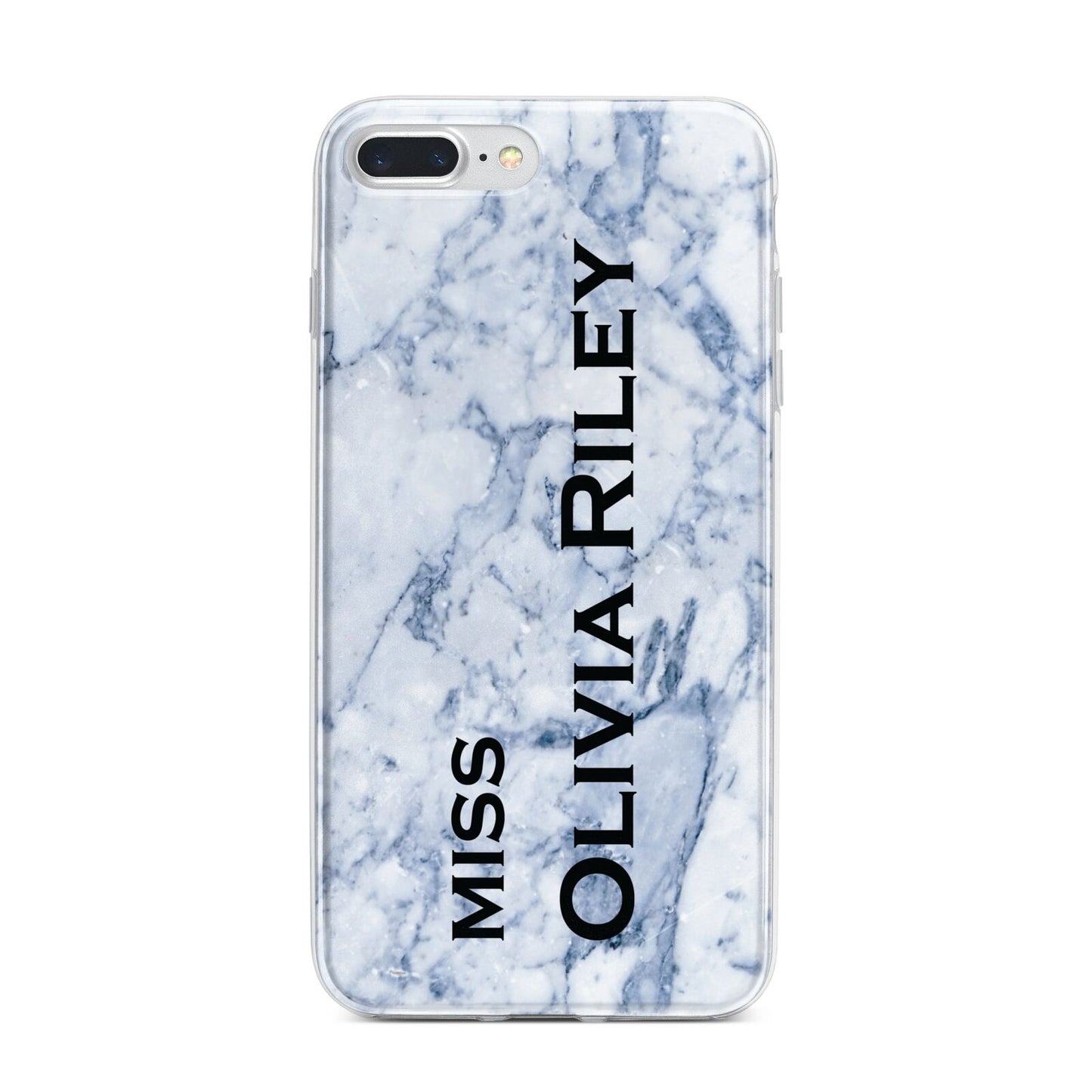 Full Name Grey Marble iPhone 7 Plus Bumper Case on Silver iPhone