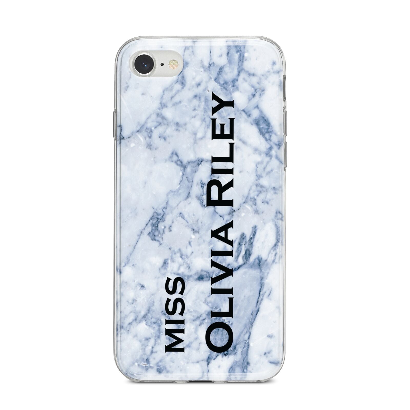 Full Name Grey Marble iPhone 8 Bumper Case on Silver iPhone