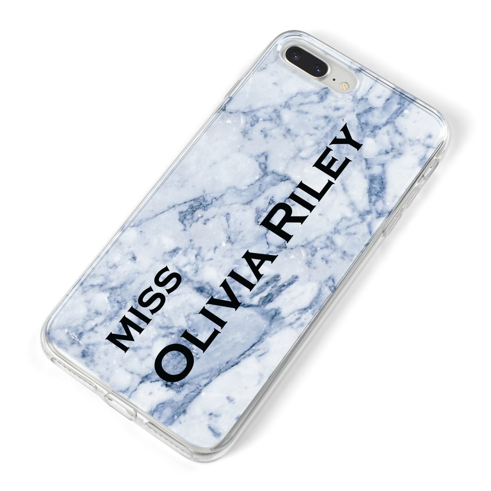 Full Name Grey Marble iPhone 8 Plus Bumper Case on Silver iPhone Alternative Image