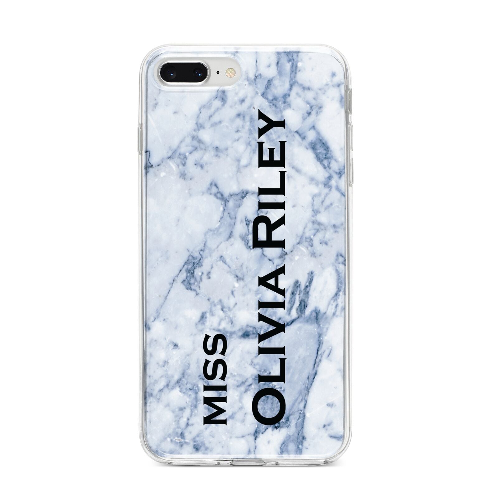 Full Name Grey Marble iPhone 8 Plus Bumper Case on Silver iPhone