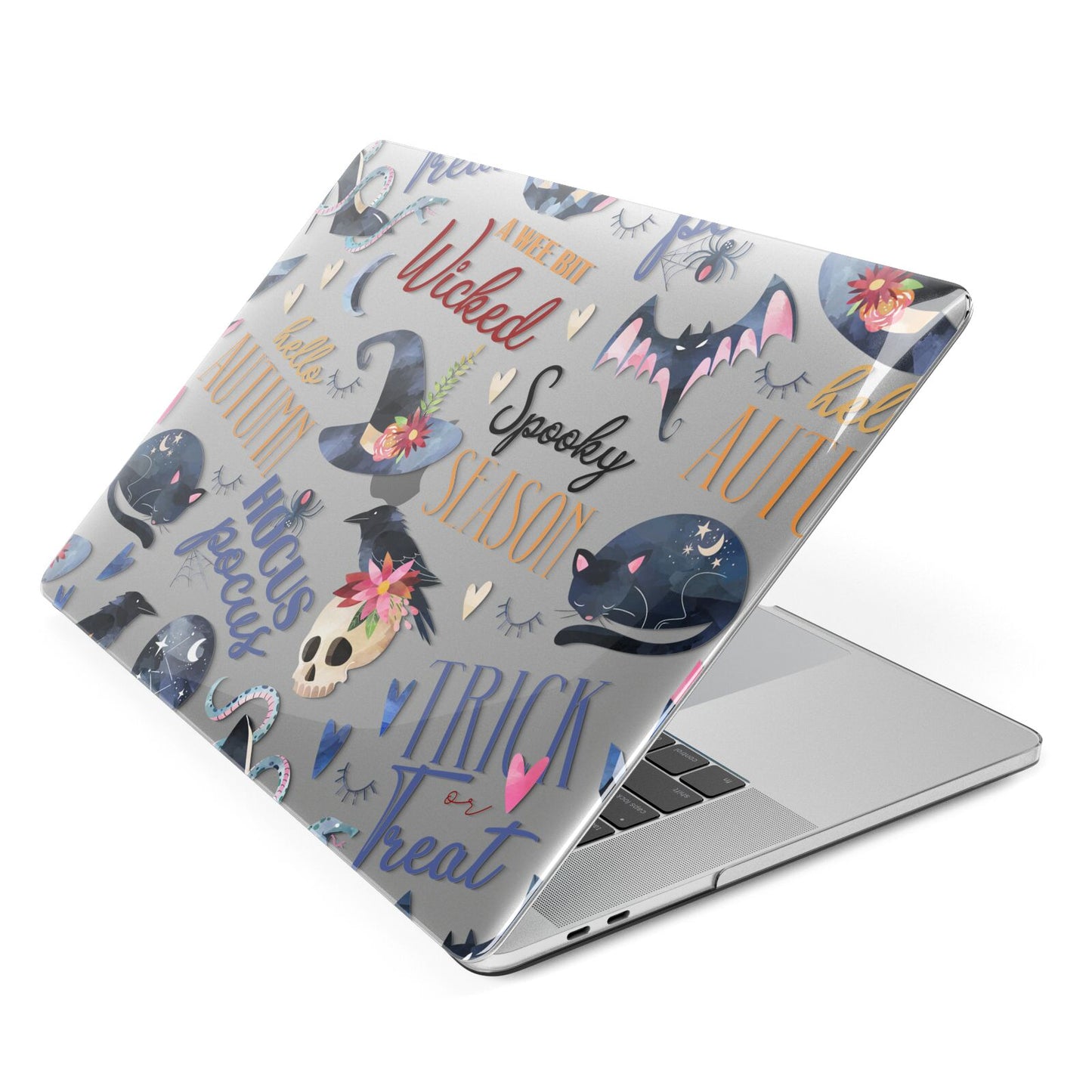 Fun Halloween Catchphrases and Watercolour Illustrations Apple MacBook Case Side View