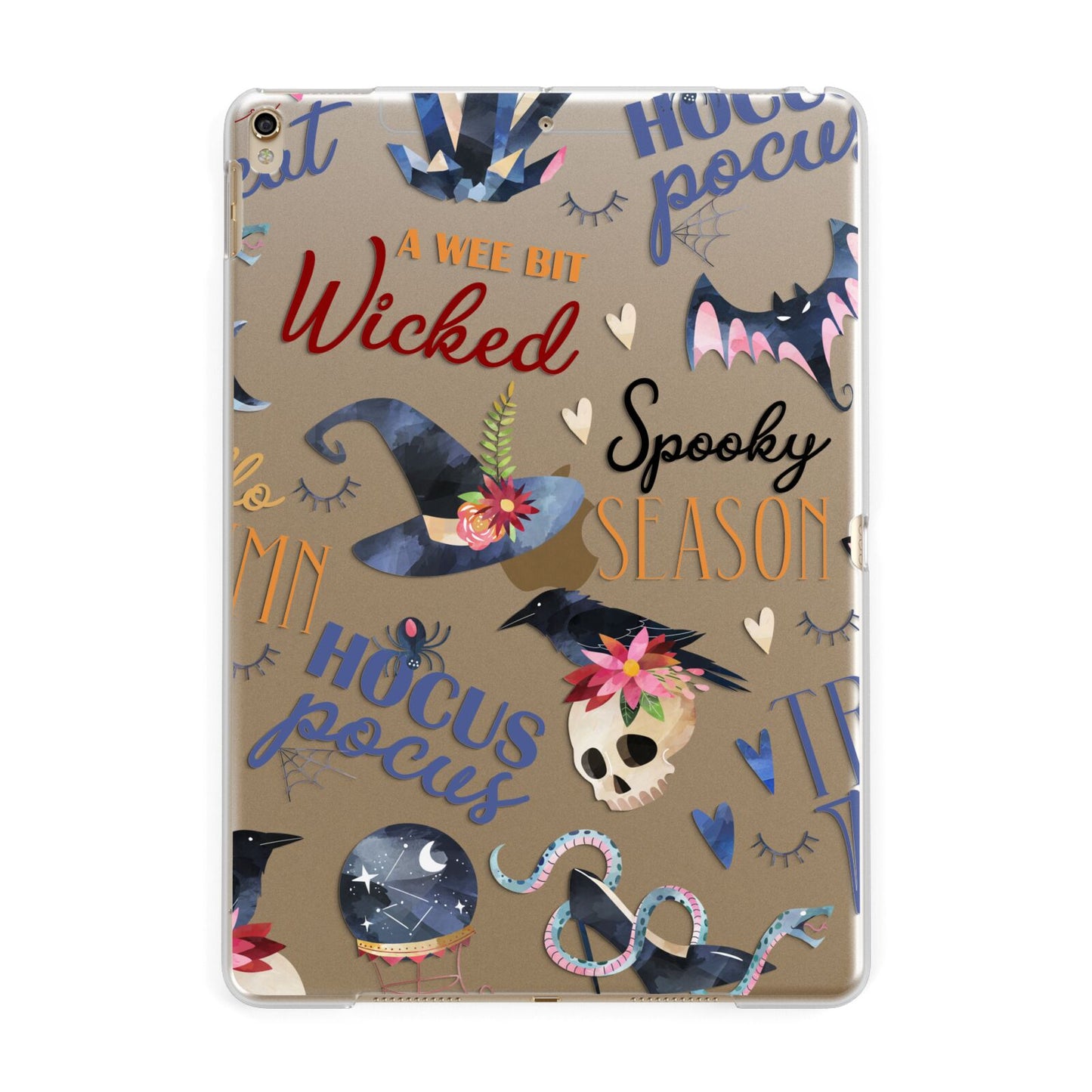 Fun Halloween Catchphrases and Watercolour Illustrations Apple iPad Gold Case