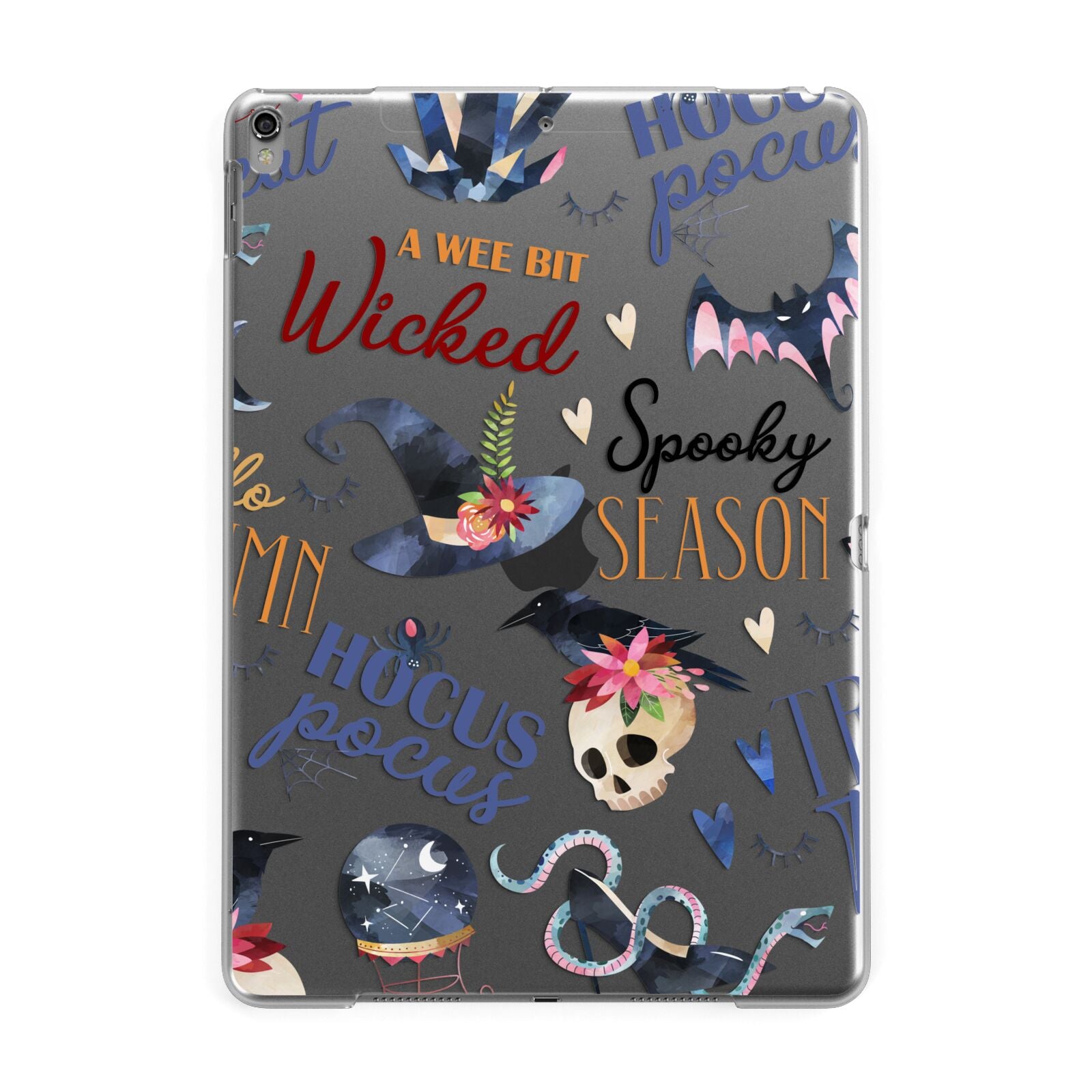 Fun Halloween Catchphrases and Watercolour Illustrations Apple iPad Grey Case