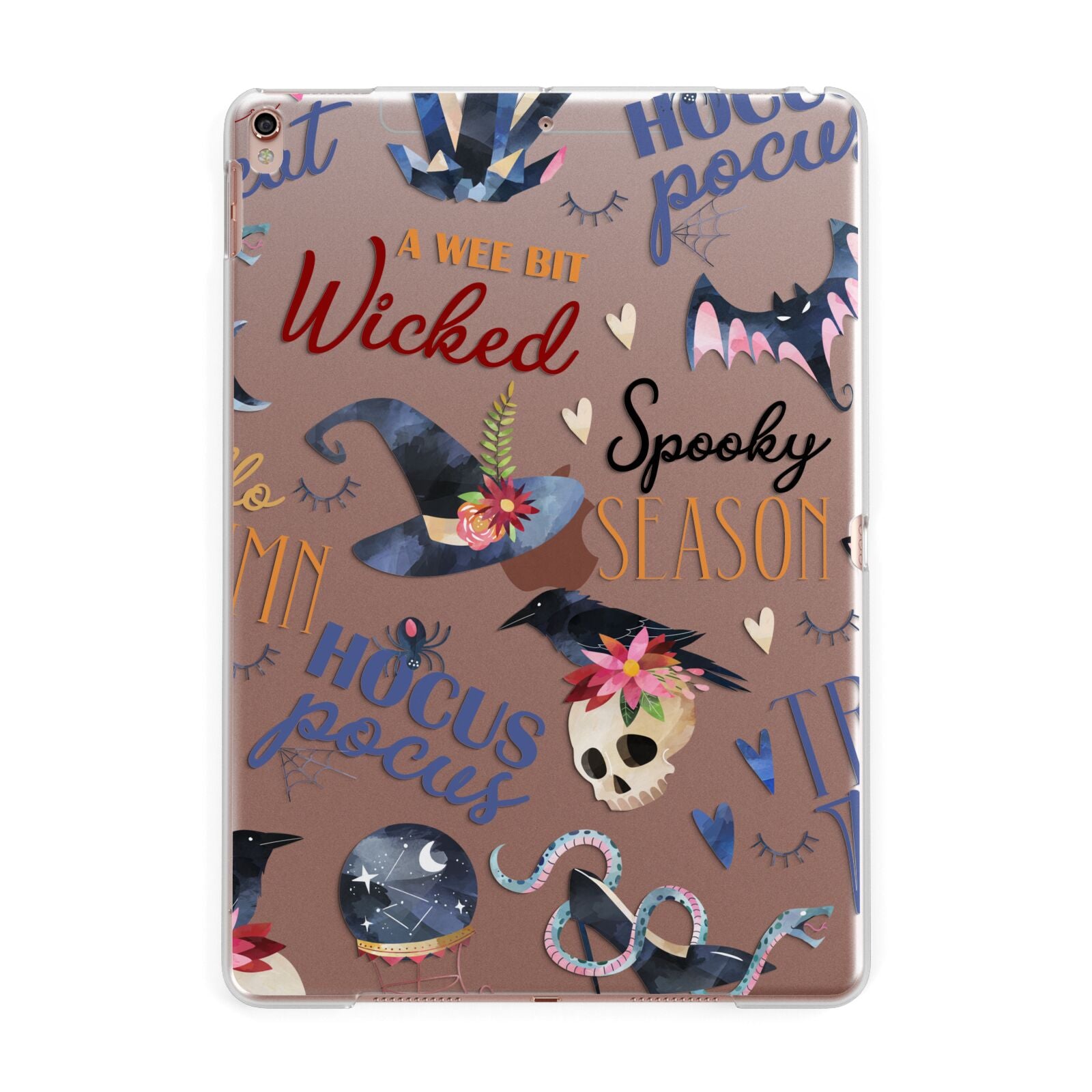 Fun Halloween Catchphrases and Watercolour Illustrations Apple iPad Rose Gold Case