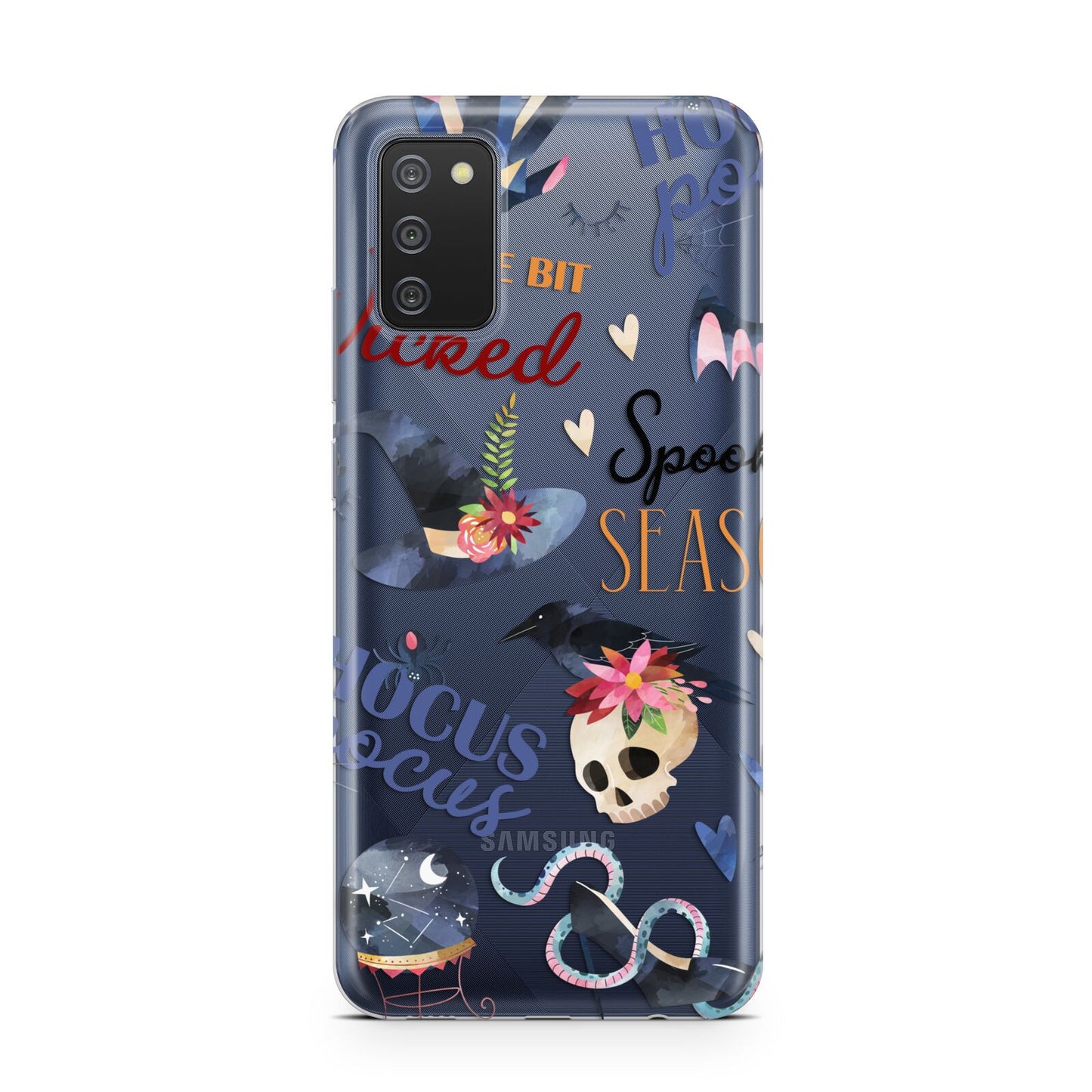 Fun Halloween Catchphrases and Watercolour Illustrations Samsung A02s Case