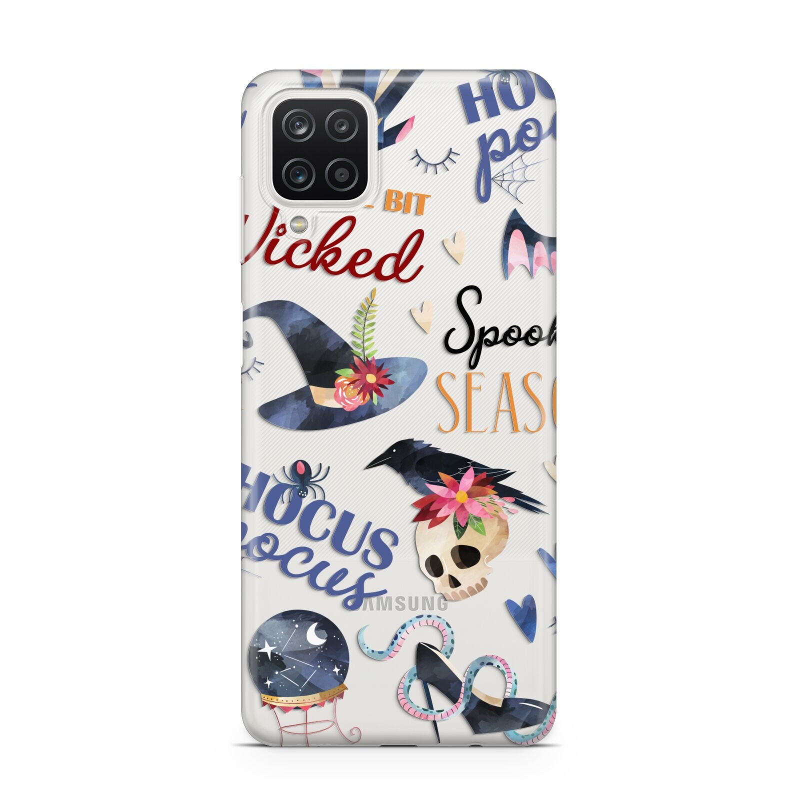 Fun Halloween Catchphrases and Watercolour Illustrations Samsung A12 Case