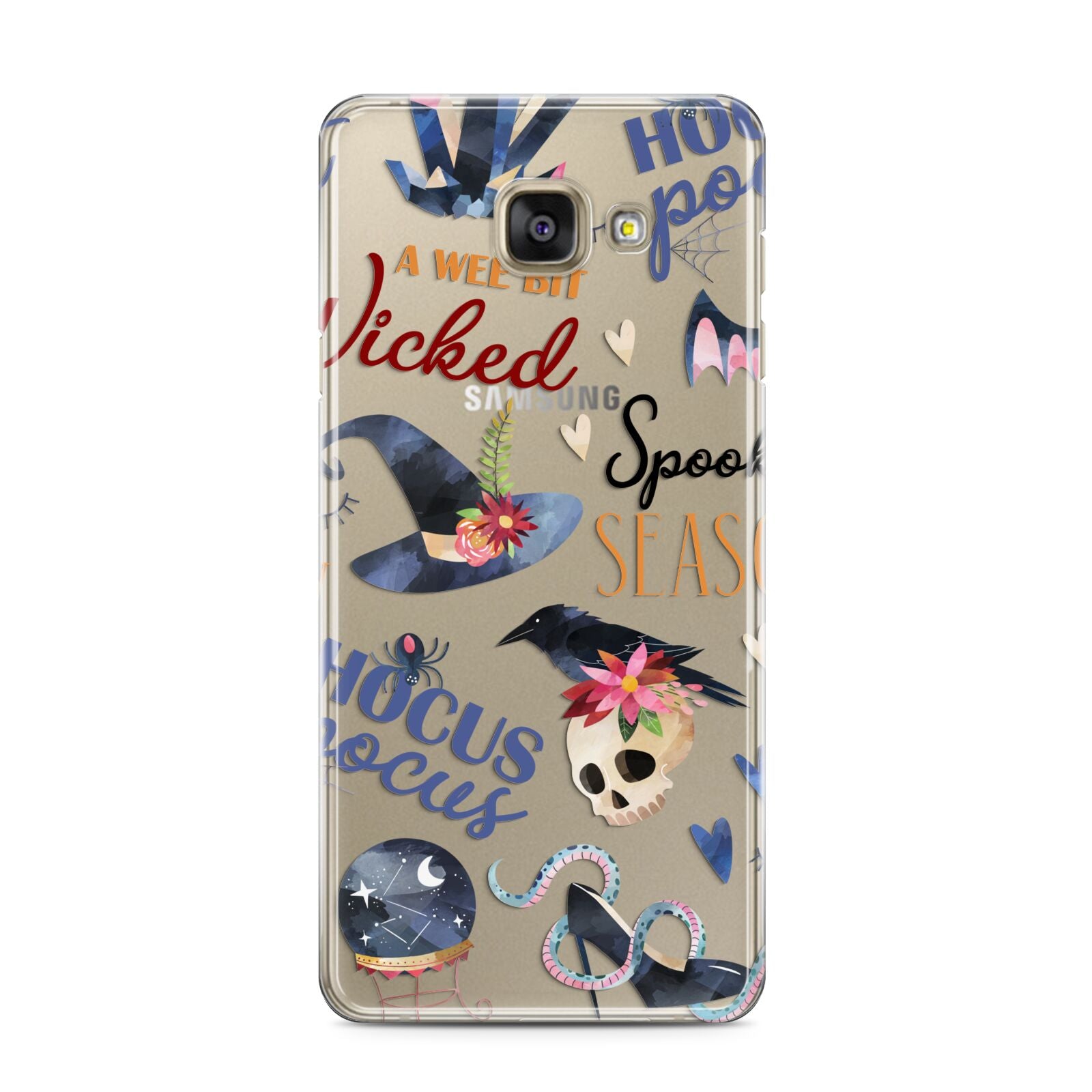 Fun Halloween Catchphrases and Watercolour Illustrations Samsung Galaxy A3 2016 Case on gold phone