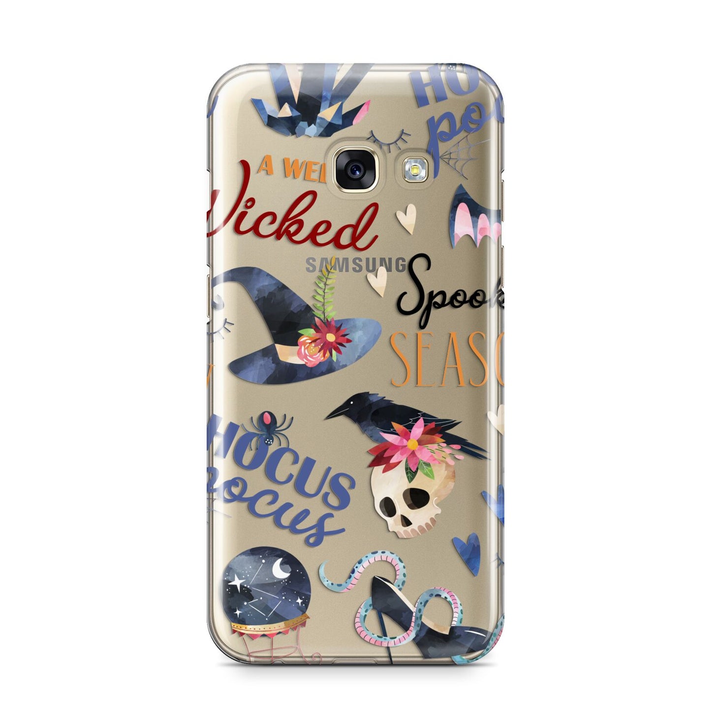 Fun Halloween Catchphrases and Watercolour Illustrations Samsung Galaxy A3 2017 Case on gold phone