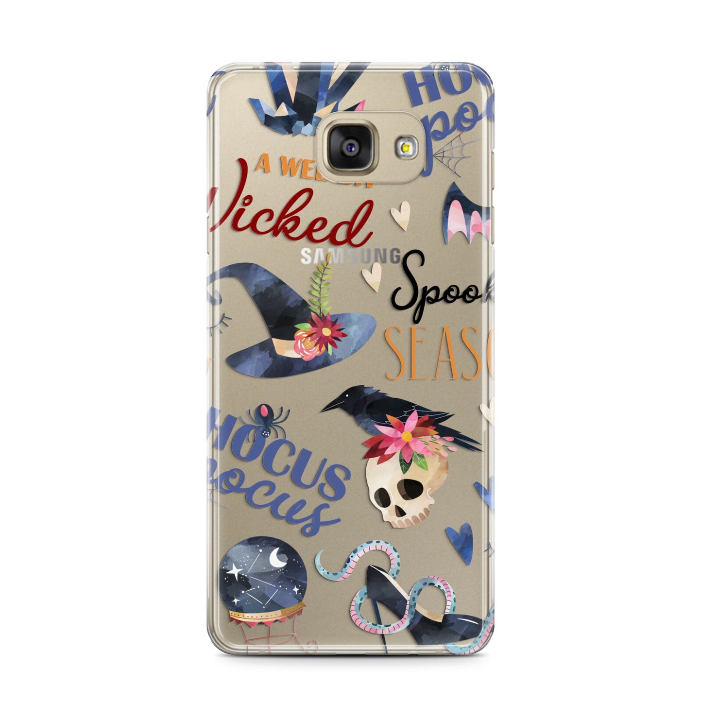 Fun Halloween Catchphrases and Watercolour Illustrations Samsung Galaxy A7 2016 Case on gold phone