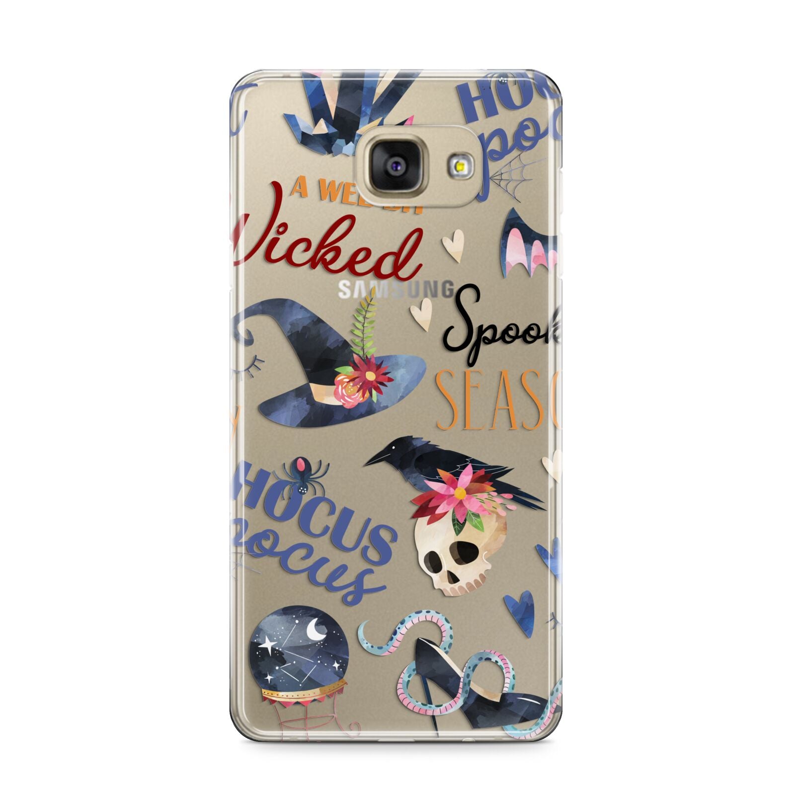 Fun Halloween Catchphrases and Watercolour Illustrations Samsung Galaxy A9 2016 Case on gold phone