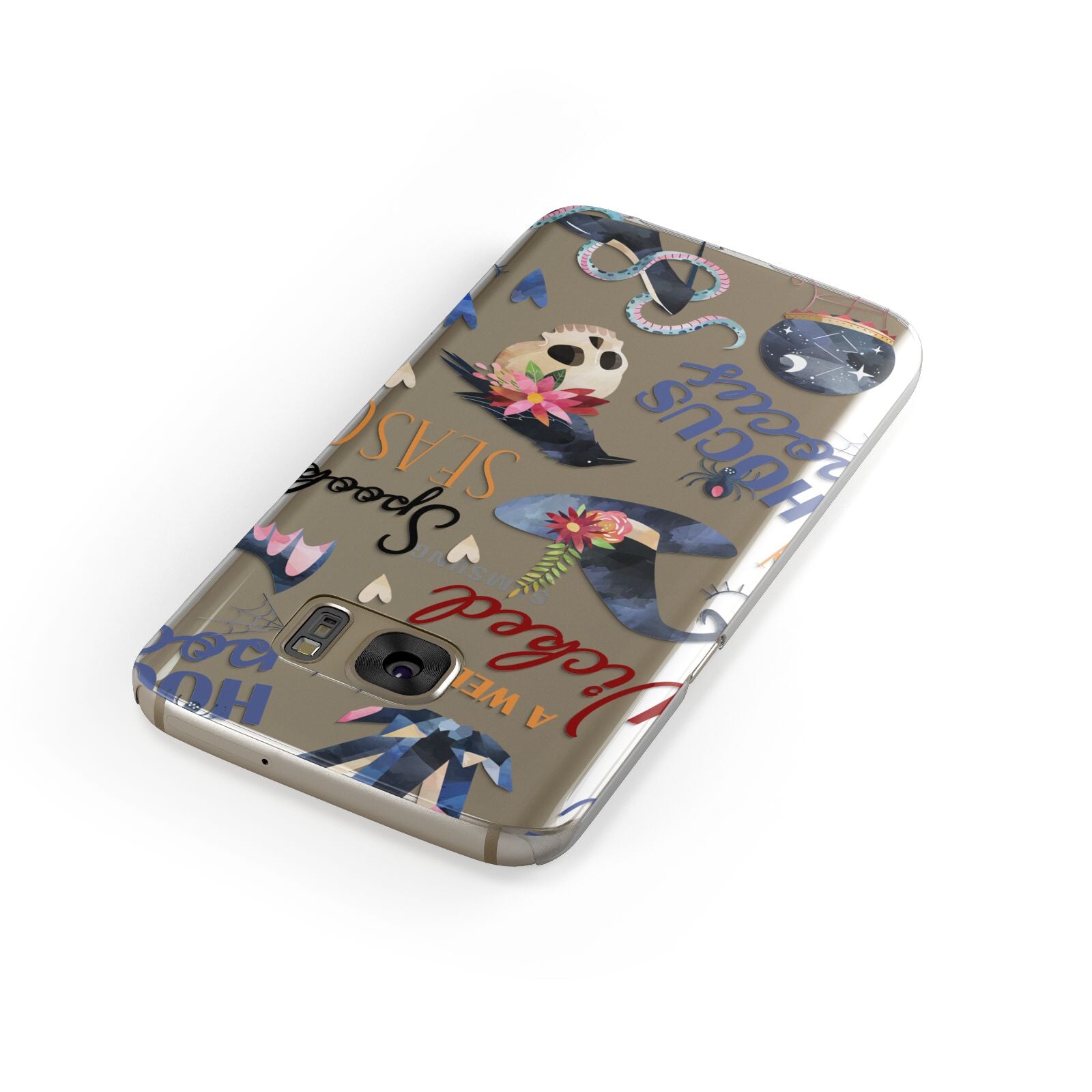 Fun Halloween Catchphrases and Watercolour Illustrations Samsung Galaxy Case Front Close Up