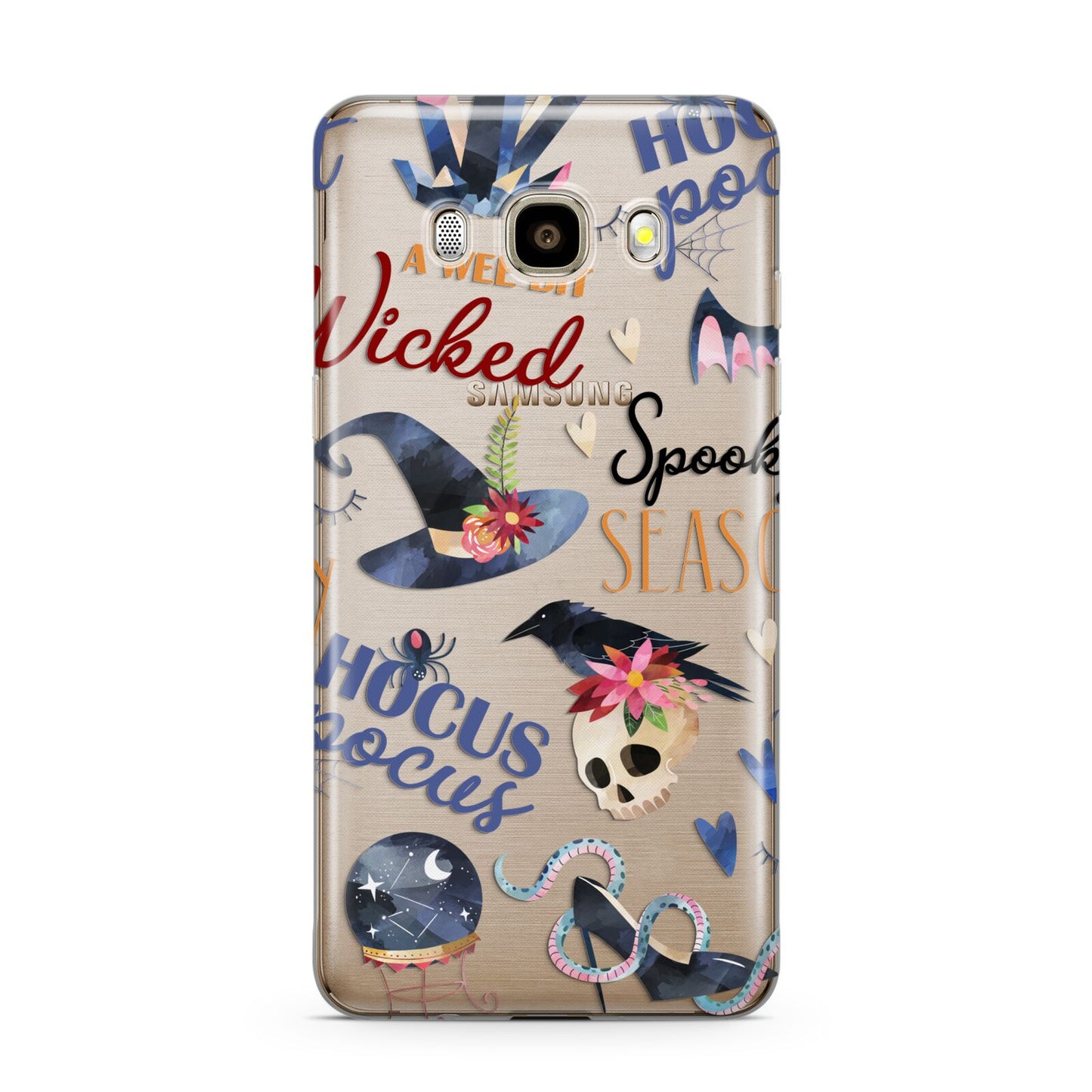 Fun Halloween Catchphrases and Watercolour Illustrations Samsung Galaxy J7 2016 Case on gold phone