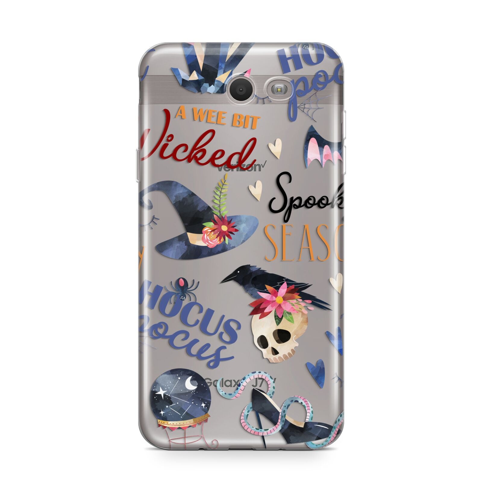 Fun Halloween Catchphrases and Watercolour Illustrations Samsung Galaxy J7 2017 Case