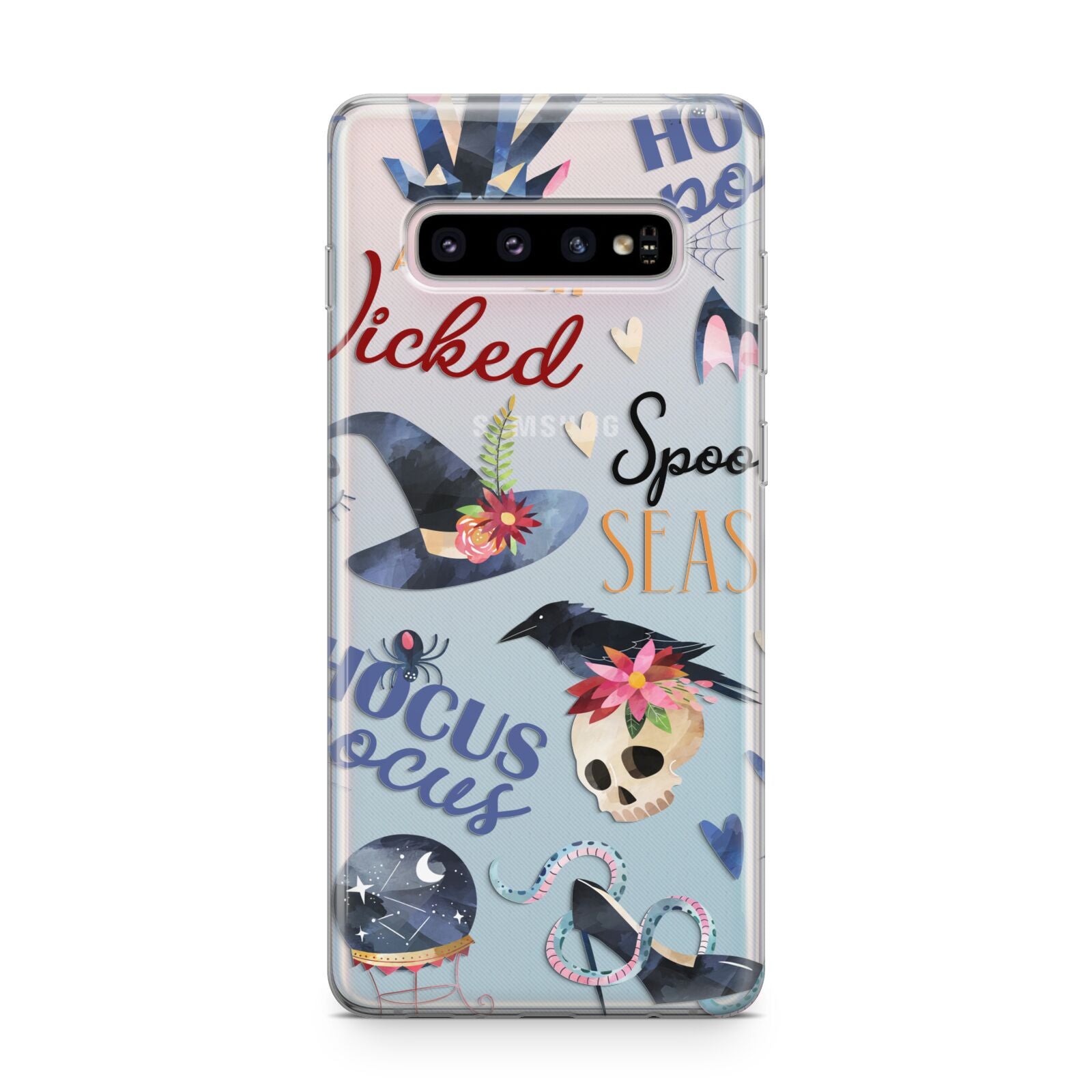 Fun Halloween Catchphrases and Watercolour Illustrations Samsung Galaxy S10 Plus Case