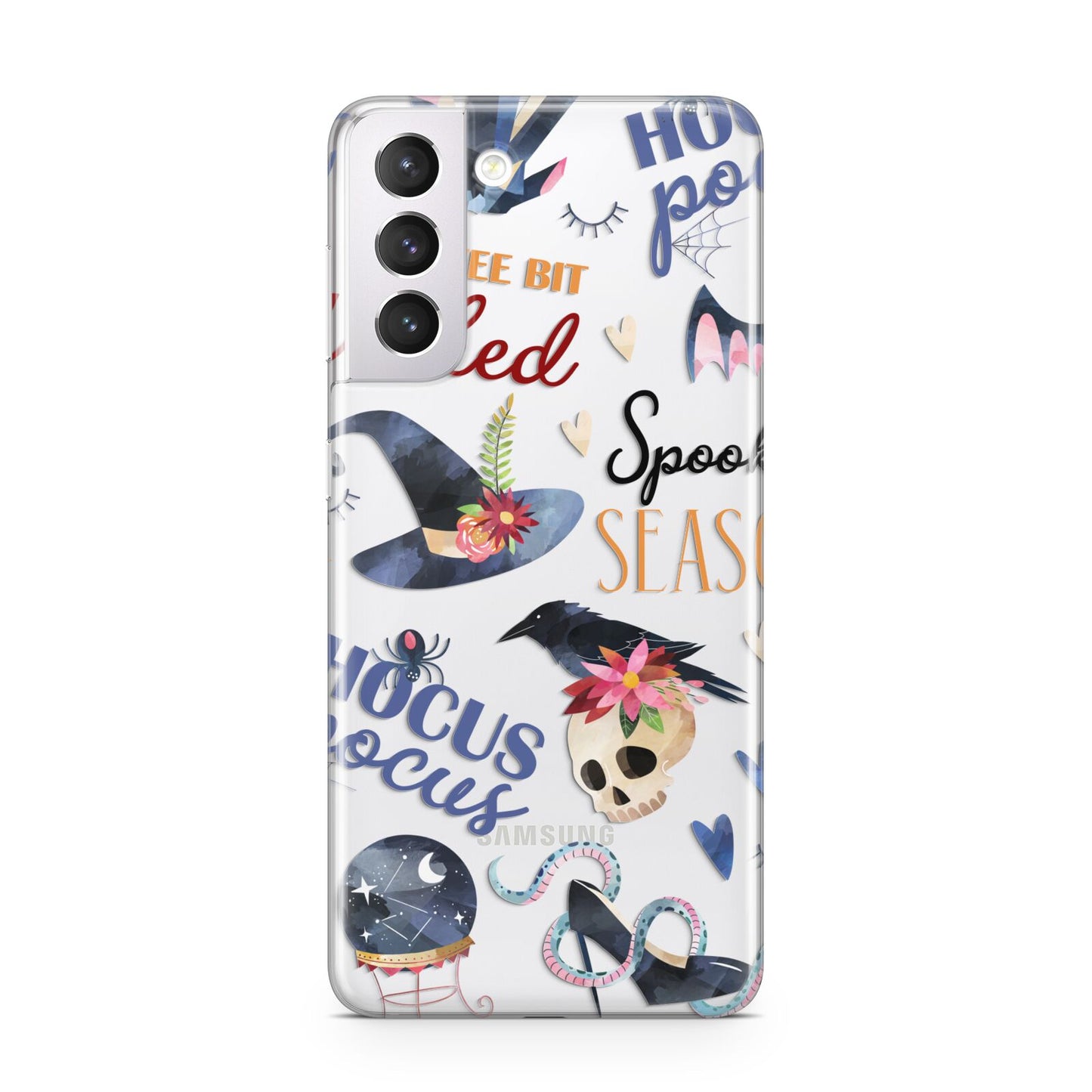 Fun Halloween Catchphrases and Watercolour Illustrations Samsung S21 Case