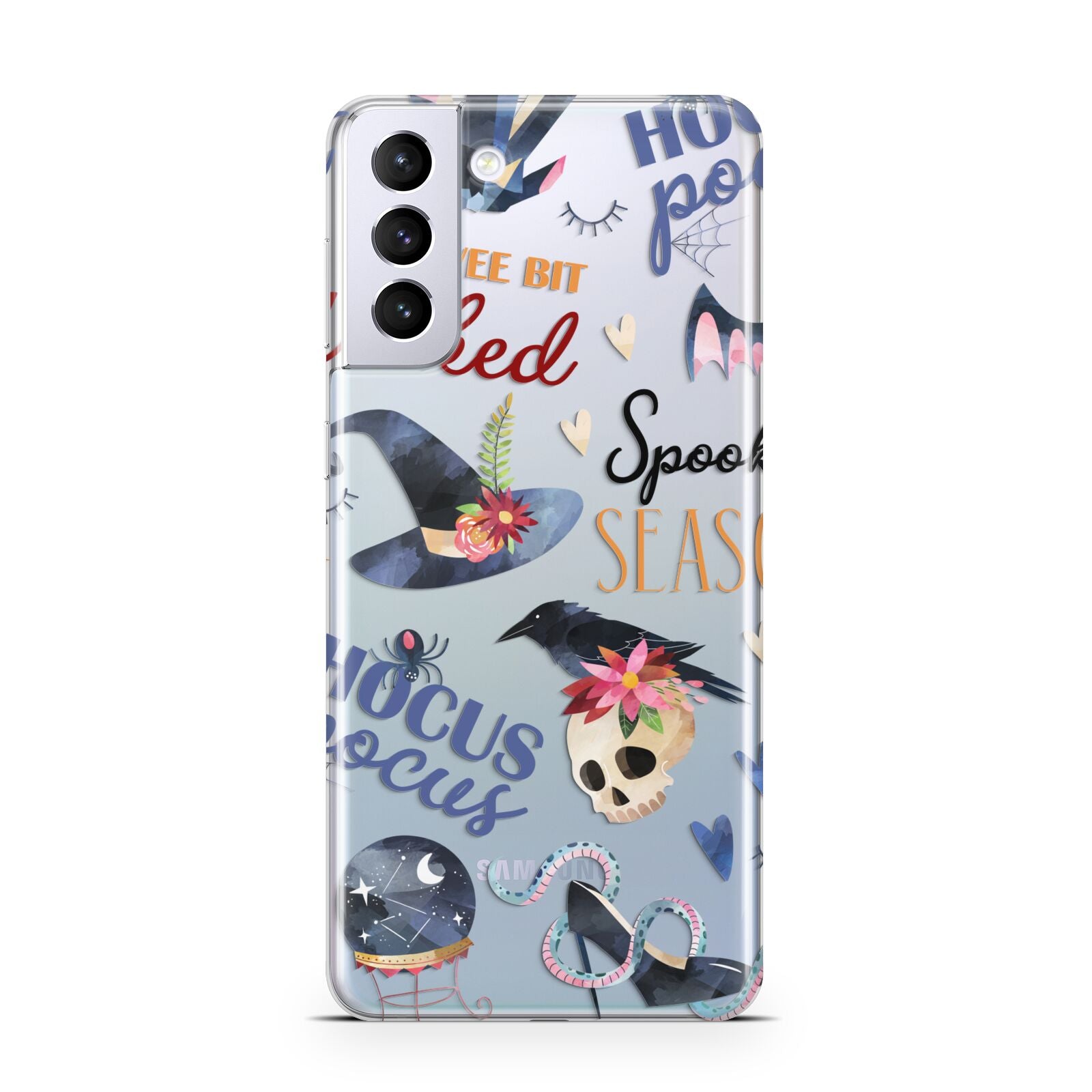 Fun Halloween Catchphrases and Watercolour Illustrations Samsung S21 Plus Case