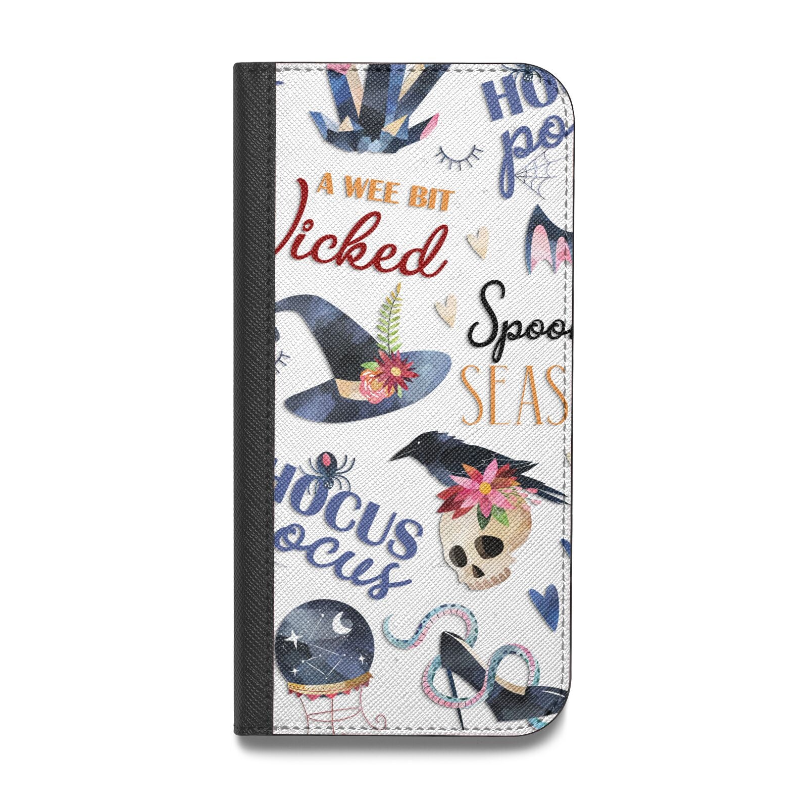 Fun Halloween Catchphrases and Watercolour Illustrations Vegan Leather Flip Samsung Case