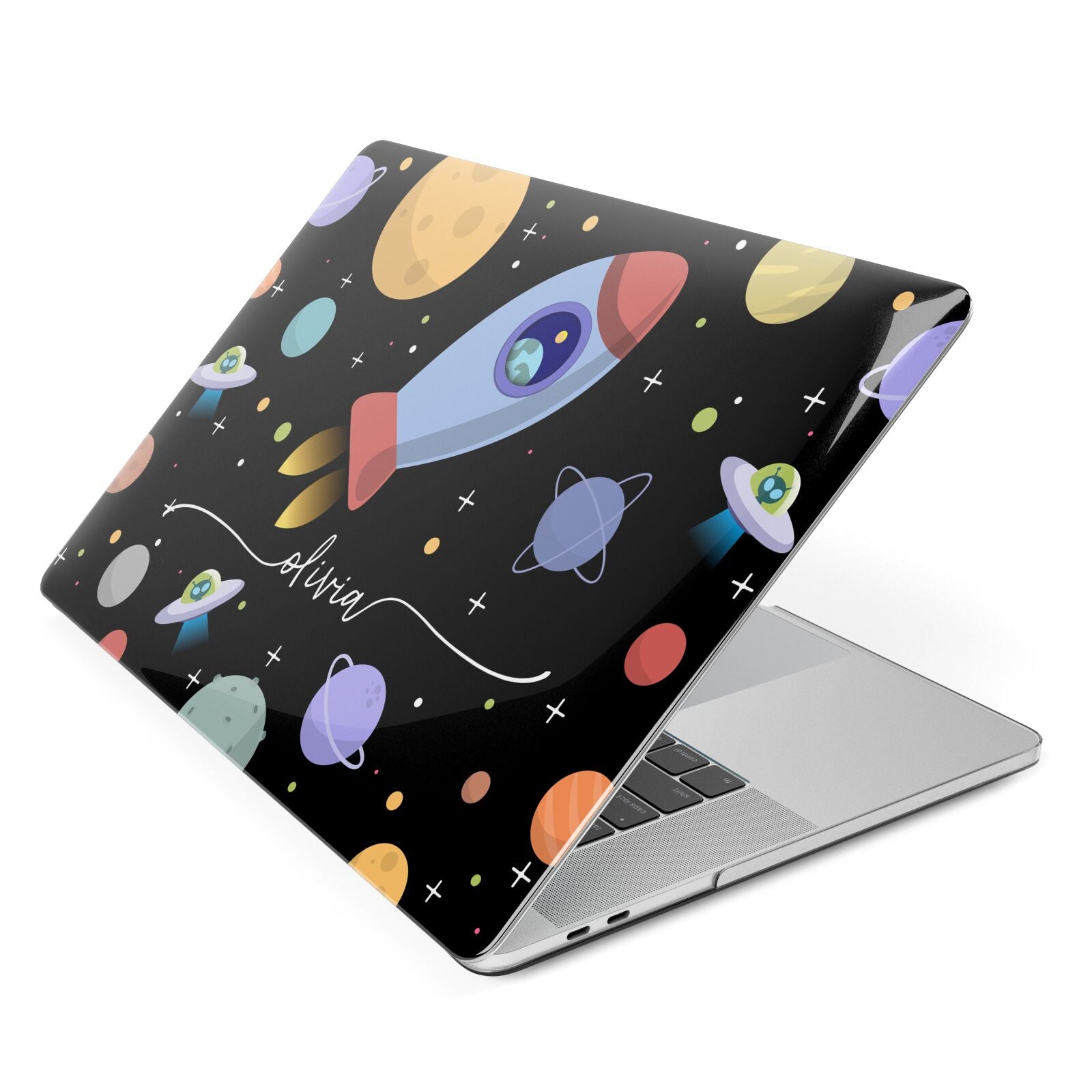 Fun Space Scene Artwork with Name Apple MacBook Case Side View