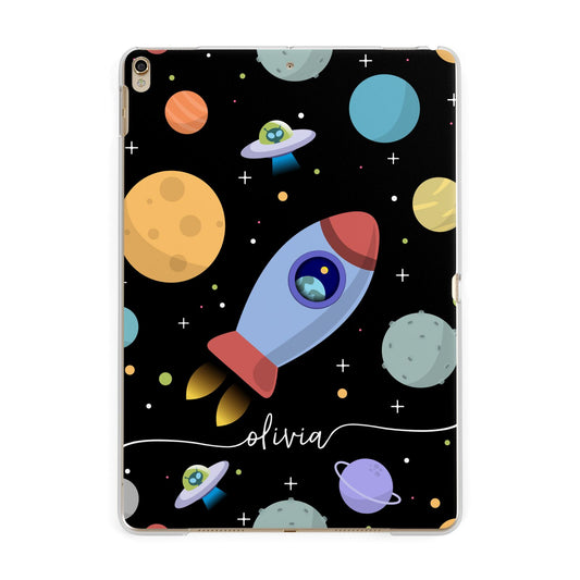 Fun Space Scene Artwork with Name Apple iPad Gold Case