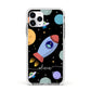 Fun Space Scene Artwork with Name Apple iPhone 11 Pro in Silver with White Impact Case