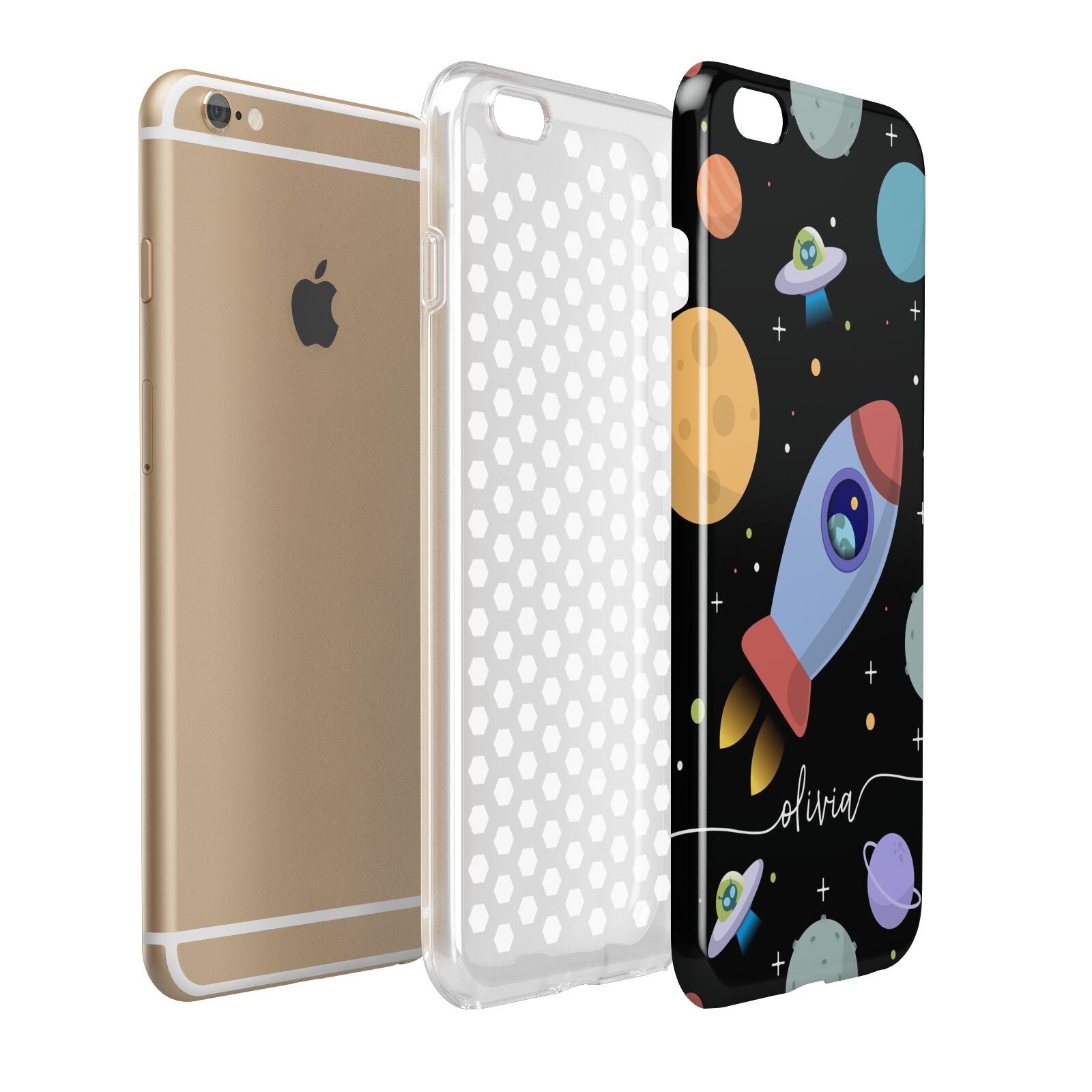 Fun Space Scene Artwork with Name Apple iPhone 6 Plus 3D Tough Case Expand Detail Image