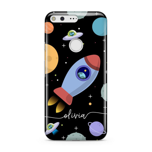 Fun Space Scene Artwork with Name Google Pixel Case