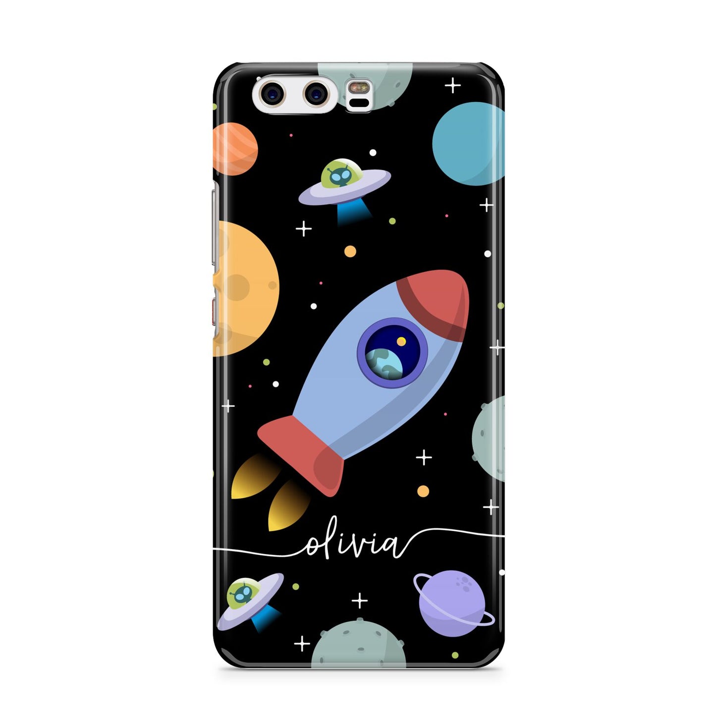 Fun Space Scene Artwork with Name Huawei P10 Phone Case