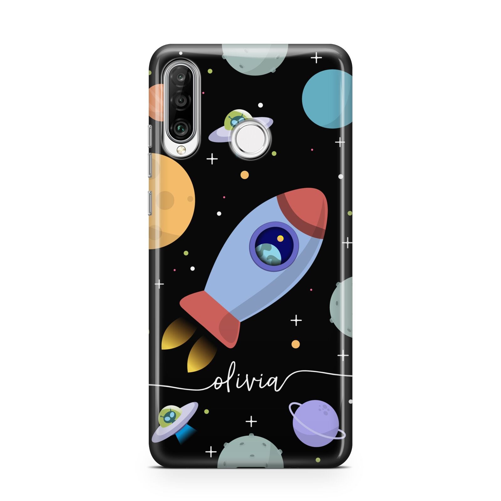 Fun Space Scene Artwork with Name Huawei P30 Lite Phone Case