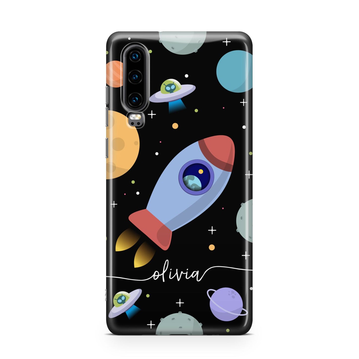 Fun Space Scene Artwork with Name Huawei P30 Phone Case