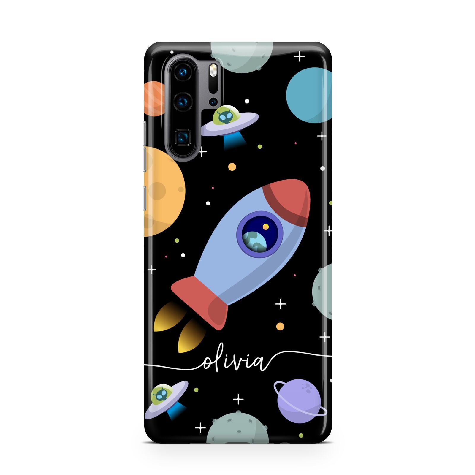 Fun Space Scene Artwork with Name Huawei P30 Pro Phone Case