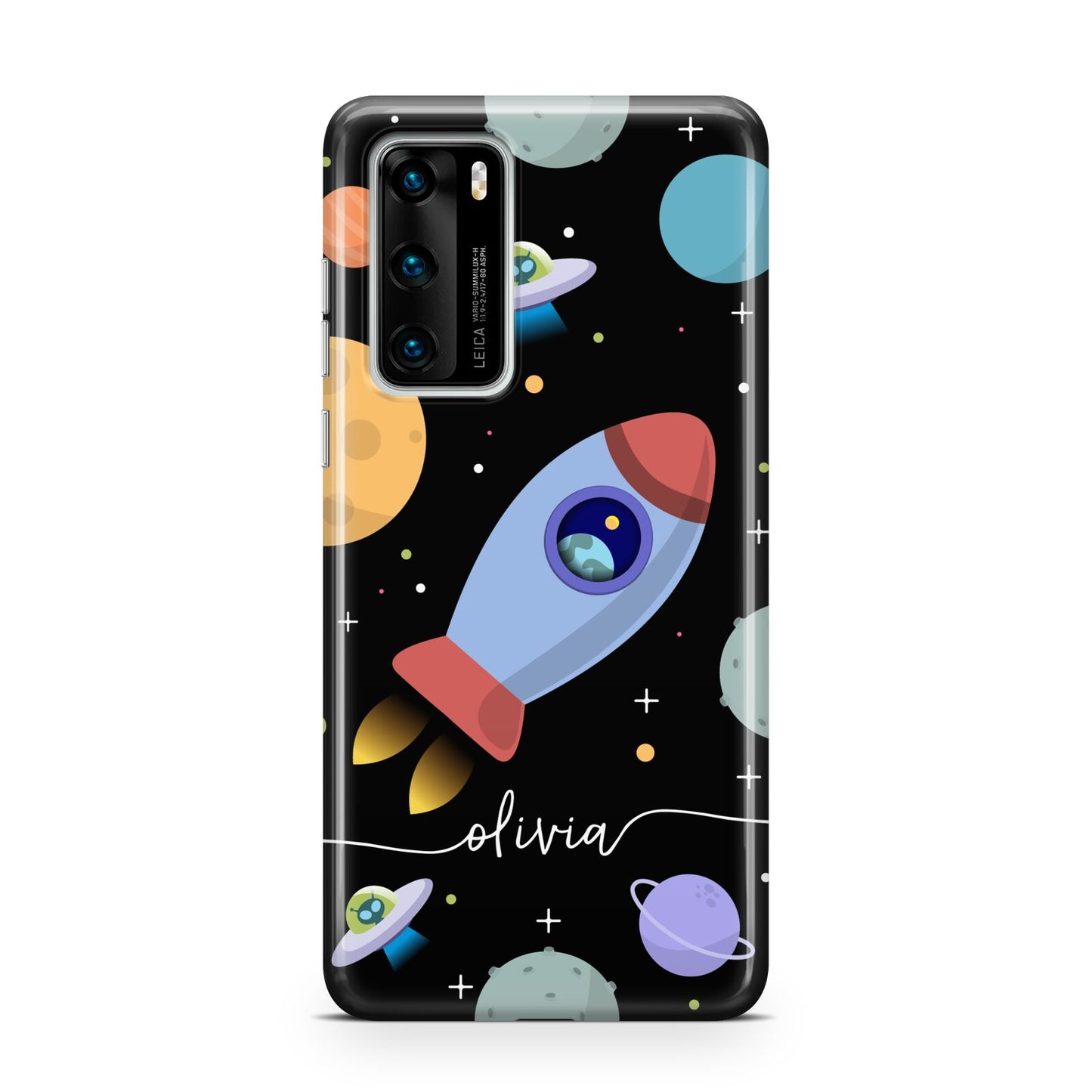 Fun Space Scene Artwork with Name Huawei P40 Phone Case