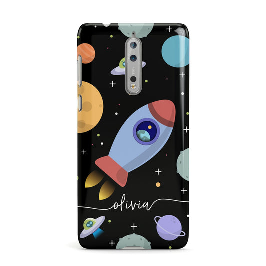 Fun Space Scene Artwork with Name Nokia Case