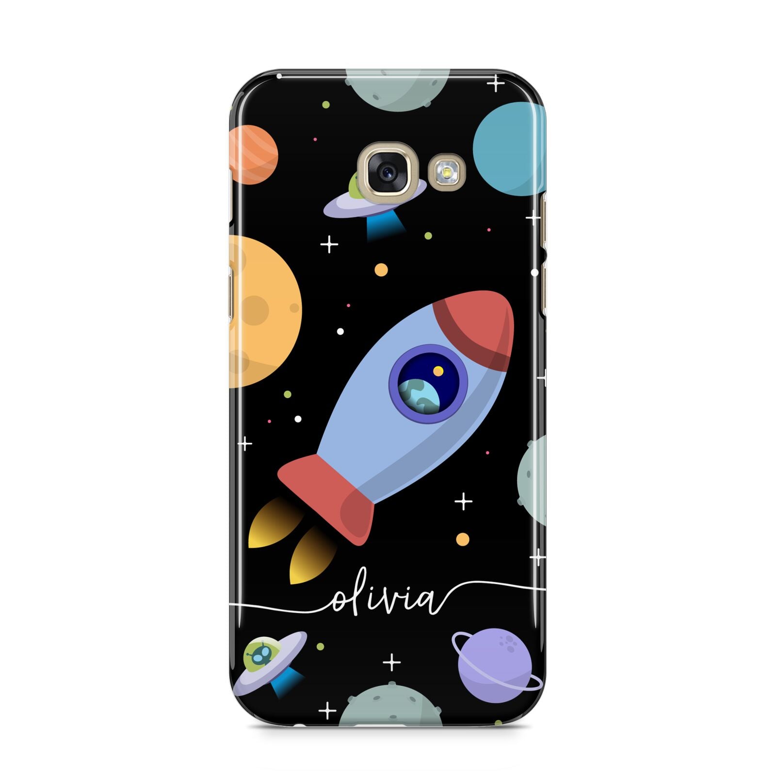 Fun Space Scene Artwork with Name Samsung Galaxy A5 2017 Case on gold phone